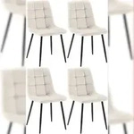 CLP 4er Set Esszimmerst&uuml;hle Antibes Samt Samt HBT: 84x45x55 cm cremewei&szlig;