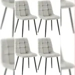 CLP 4er Set Esszimmerst&uuml;hle Antibes Samt Samt HBT: 84x45x55 cm grau