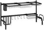 HOMCOM - Abtropfgestell - 93L x 30B x 52H cm - schwarz