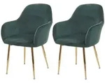 Mendler 2er-Set Esszimmerstuhl HWC-F18, Stuhl K&uuml;chenstuhl, Retro Design ~ Samt
