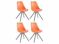 CLP 4er Set Stühle Toulouse Kunstleder Rund grau orange