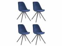 CLP 4er Set Stühle Toulouse Samt Rund grau blau
