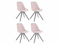 CLP 4er Set Stühle Toulouse Samt Rund grau pink
