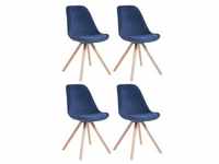 CLP 4er Set Stühle Toulouse Samt Rund natura blau