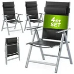 CASARIA&reg; Alu Gartenst&uuml;hle 4er Set Gepolstert 8-Fach Verstellbar Silber