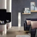 SalesFever Stehleuchte 120 cm rund | Plissee Latex-Lampenschirm | verchromtes...