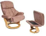 MCA Relaxsessel Calgary XXL, TV-Sessel Hocker, 180kg belastbar Stoff/Textil ~ braun,