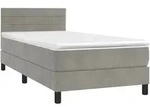 vidaXL Boxspringbett mit Matratze & LED Hellgrau 90x200 cm Samt