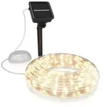 BEARWARE LED Lichterkette Solar 10 m warmwei&szlig; - Innen und Au&szlig;en - Solarpanel...