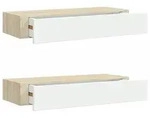 vidaXL Wandschubladenregale 2 Stk. Eiche und Wei&szlig; 60x23,5x10cm MDF
