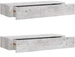 vidaXL Wandregale mit Schubladen 2 Stk. Betongrau 60x23,5x10 cm MDF