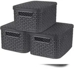 Curver - 3-er Set STYLE Box S mit Deckel anthrazit anthrazit