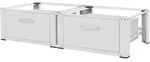 ML-Design Doppel Waschmaschinen-Untergestell Wei&szlig; 128x53,5x31,5 cm | 2 Schubladen,