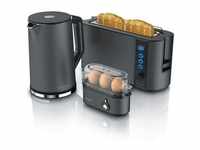 Arendo Frühstücks-Set in grau Wasserkocher / Toaster / Eierkocher