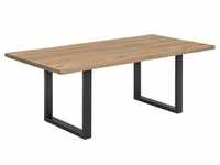 SIT Möbel Baumkante-Esstisch 180 x 90 cm | Tischplatte Wildeiche | Gestell Metall
