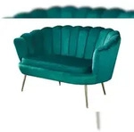 SalesFever Muschel-Sofa | Bezug Samt-Stoff | Gestell Metall goldfarben | B 136...