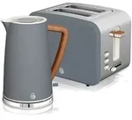 SWAN STP2090GRYNEU Set Fr&uuml;hst&uuml;ckskocher, kabellos, 1,7L Toaster Breitschlitz 2