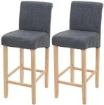 Mendler 2er-Set Barhocker HWC-C33, Barstuhl Tresenhocker, Holz ~ dunkelgrau,...
