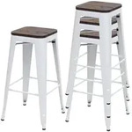 Mendler 4er-Set Barhocker HWC-A73 inkl. Holz-Sitzfl&auml;che, Barstuhl Tresenhocker,