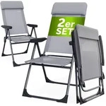 Casaria Gartenst&uuml;hle 2er Set Grau Klappbar 6-fach Verstellbar