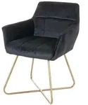 Mendler Esszimmerstuhl HWC-F37, Stuhl K&uuml;chenstuhl, Retro Design Samt goldene F&uuml;&szlig;e