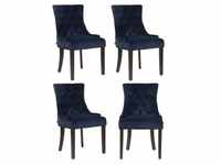 CLP 4er Set Esszimmerstühle Aberdeen Samt antik blau