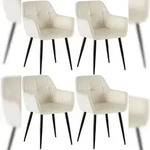 CLP 4er Set Esszimmerst&uuml;hle Emia creme/Samt