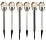 Kaemingk LED Solar Wegleuchte 6Stk. Kugellampen Bruchglas Crackle 24,5cm