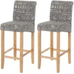 Mendler 2er-Set Barhocker HWC-C33, Barstuhl Tresenhocker, Holz ~ Schriftzug,...