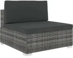 vidaXL Modular-Sofa-Mittelteil 1 Stk. + Auflagen Poly Rattan Grau