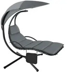 tectake H&auml;ngeliege Elaria mit Sonnendach und Seitentasche - Grau - 195x132x197 cm -
