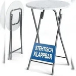 Casaria Stehtisch Bistrotisch Klappbar 60cm Marmor Optik Wei&szlig; Grau
