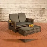 CLP Polyrattan Sofa Ancona 5mm braun-meliert/anthrazit