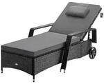 CASARIA&reg; Sonnenliege Polyrattan 193x90x43cm schwarz anthrazit