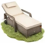 CASARIA&reg; Sonnenliege Polyrattan 193x90x43cm creme creme