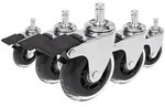 hjh OFFICE 5x Hartbodenrollen ROLO SKATE 11mm / 75 mm B&uuml;ro-Stuhl-Rollen inkl. Bremse