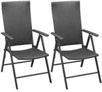 vidaXL Stapelbare Gartenst&uuml;hle 2 Stk. Poly Rattan Schwarz
