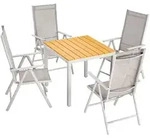 CASARIA&reg; Sitzgruppe Alu Bern 4+1 + WPC Tisch Natur