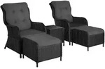 tectake Aluminium Rattan Sitzgruppe Benissa 2+2 Schwarz/Grau