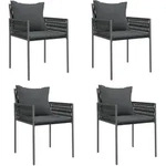 vidaXL Gartenst&uuml;hle mit Kissen 4 Stk. Schwarz 54x61x83 cm Poly Rattan