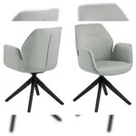 Aura Esszimmerstuhl schwarze Beine, mit Armlehnen und R&uuml;cklauf hellgrau.