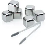 Intirilife Whiskey Steine in SILBER - Je 2.5 x 2.5 cm - 6 St&uuml;ck wiederverwendbare