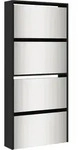 vidaXL Schuhschrank mit Spiegel 4 F&auml;cher Schwarz 63x17x134 cm
