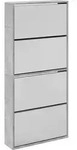 vidaXL Schuhschrank mit Spiegel 4 F&auml;cher Betongrau 63x17x134 cm