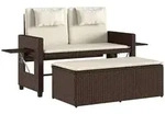 vidaXL Gartenbank Verstellbar mit Kissen Braun Poly Rattan