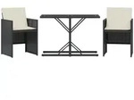 vidaXL 3-tlg. Bistro-Set mit Kissen Schwarz Poly Rattan