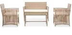 vidaXL 4-tlg. Garten-Lounge-Set mit Auflage Poly Rattan Beige