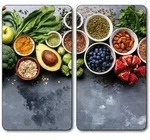 KESPER Multi-Glasschneideplatte, 2er Pack, Motiv: Healthy Kitchen