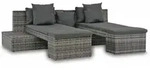 vidaXL 4-tlg. Garten-Sofagarnitur mit Kissen Grau Poly Rattan