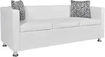 vidaXL Sofa 3-Sitzer Kunstleder Wei&szlig;